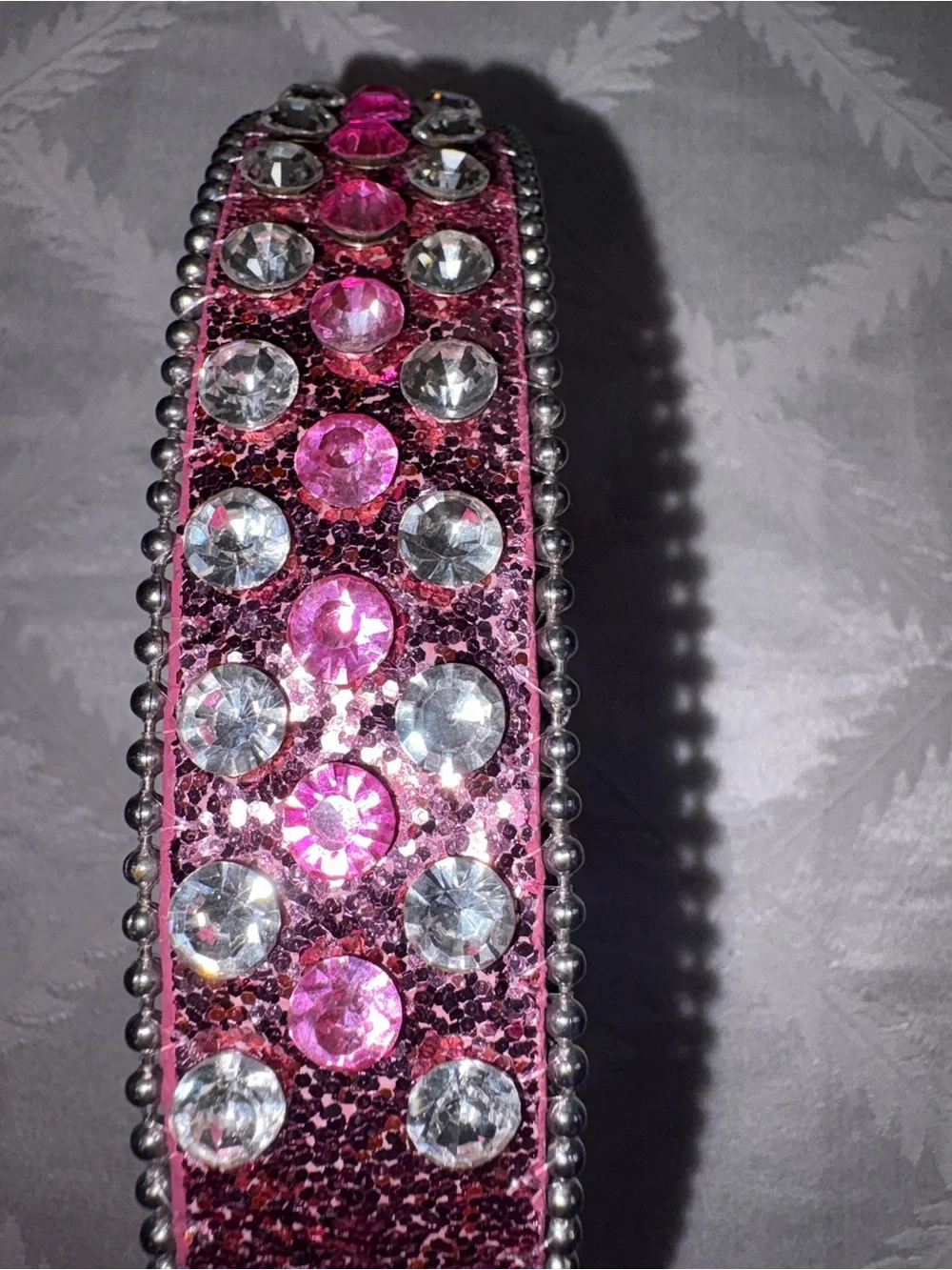 Girls' Pink Glitter Belt with Rhinestone Buckle-30in